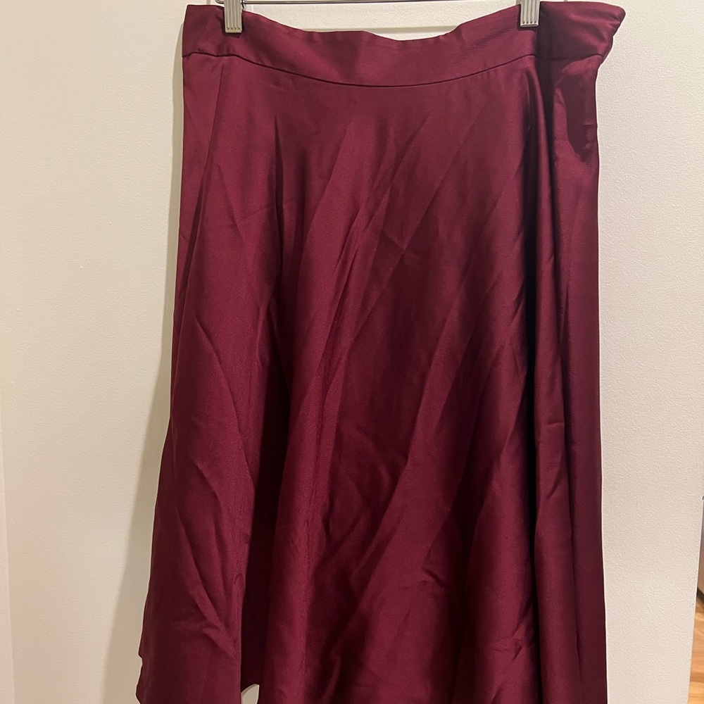 Ann Taylor Hammered Satin Full Skirt-517032-Plum
